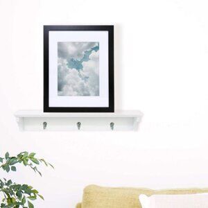 kieragrace (FN00395-9) Finley 24" Wall Shelf with 3 Metal Hooks in White finish